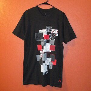 Jordan Men Large Red White Black Outdoors Short Sleeve Basketball Shirt